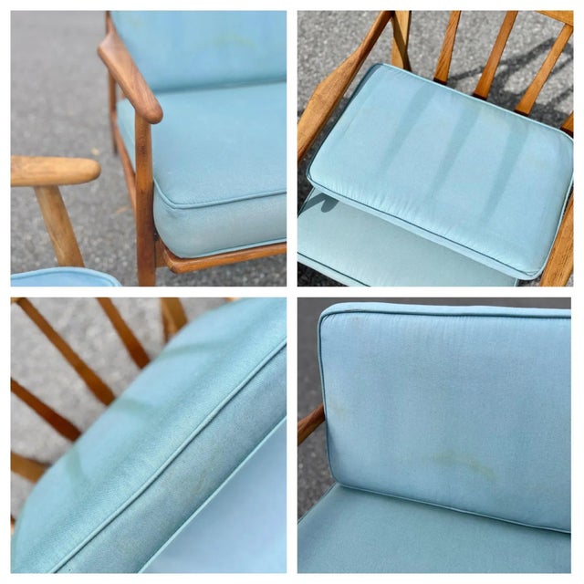 Brown Pair of Rail-Back Lounge Chairs in the Style of Viko Baumritter | Mid Century Modern For Sale - Image 8 of 13