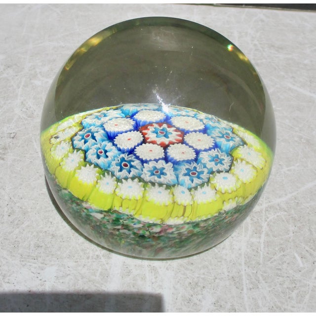 Mid-Century Modern Mid-20th Century Large Murano Glass Millefiori Paperweight For Sale - Image 3 of 7