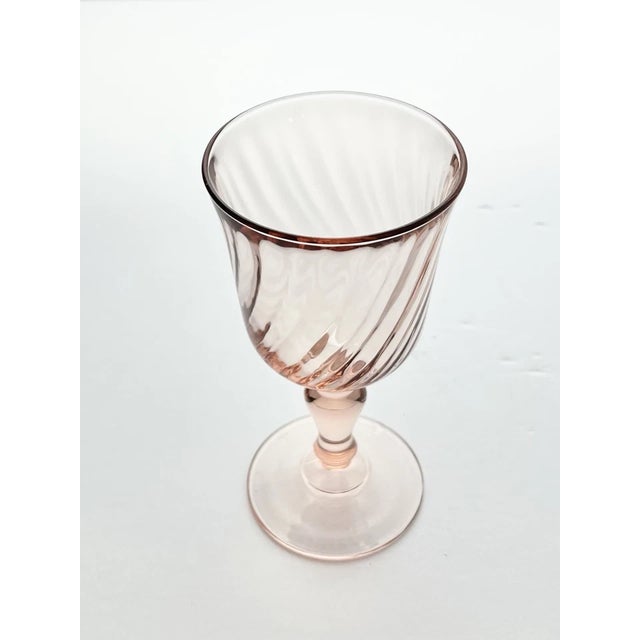 Contemporary 1990s Cristal D’Arques “Rosaline” Set of 9 Pink Swirl Wine Glasses For Sale - Image 3 of 5