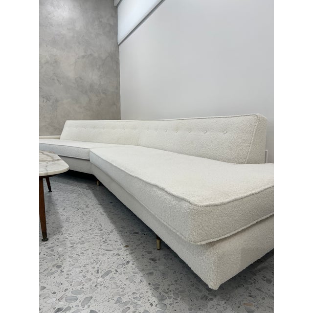 1950s 1960s White Boucle Boomerang Sofa Couch 4 Pc Set Adrian Pearsall Style For Sale - Image 5 of 9