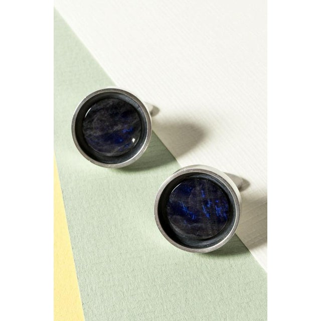 Silver and Spectrolite Cufflinks from Elis Kauppi, 1966, Set of 2 For Sale - Image 3 of 7