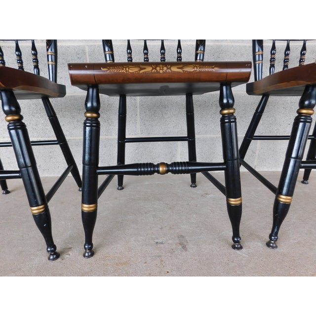 Traditional L Hitchcock Maple Stenciled Eagle Back Tavern Inn Chairs - Set of 3 For Sale - Image 3 of 17