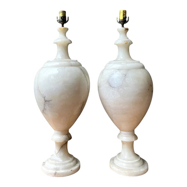 Vintage Alabaster Urn Form Lamps - a Pair For Sale