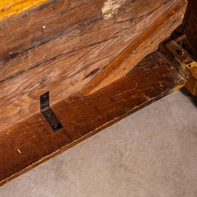 Brown Vintage Rectangular Angular French Dining Table in Faux Wood, 1920s For Sale - Image 8 of 9