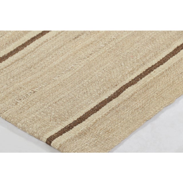 Traditional Vintage Persian Bidjar Kilim, Pinstripe Design in Beige and Chocolate - Rug & Kilim For Sale - Image 3 of 7