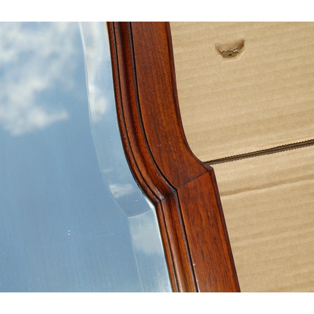 Blue Antique English Queen Anne Style Wall-Mounted Mirror with Bevelled Mahogany Frame For Sale - Image 8 of 16