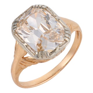 1900-1909 Victorian Gia 2.76 Carat Old Mine Cut Diamond 14k Rose Gold Engagement Ring, Size 4.5 For Sale