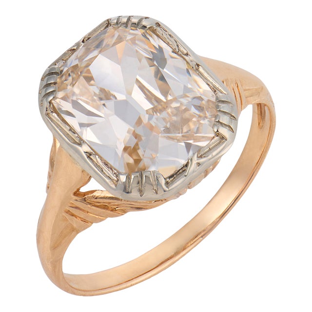 1900-1909 Victorian Gia 2.76 Carat Old Mine Cut Diamond 14k Rose Gold Engagement Ring, Size 4.5 For Sale