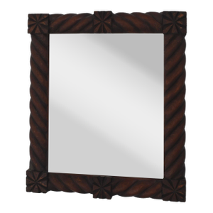 Antique Folk Art Carved Wood Barley Twist Frame Mirror, Circa Mid 19th Century