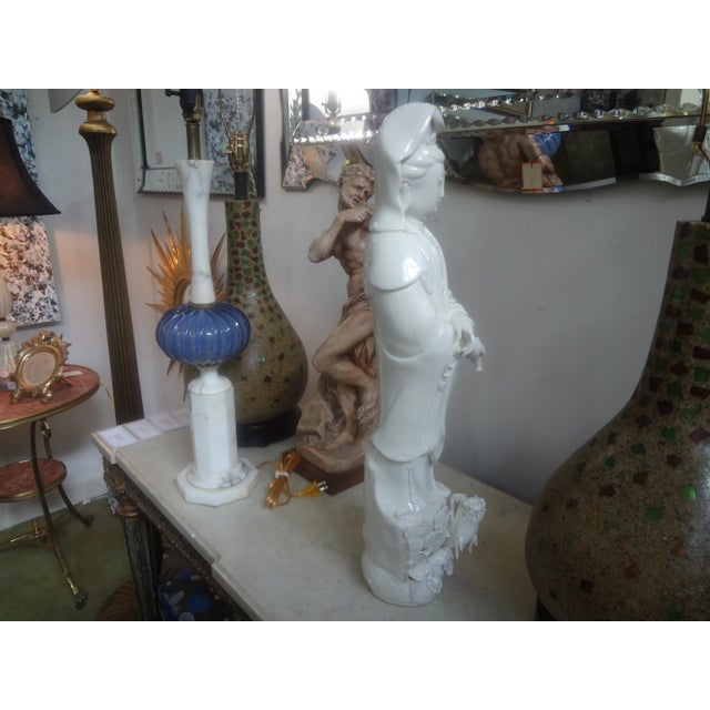 Chinese Blanc De Chine Guan Yin With Dragon For Sale - Image 10 of 13