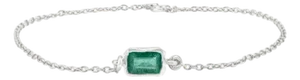 Dainty Stackable Emerald Chain Bracelet in Pure 925 Silver for Everyday Wear