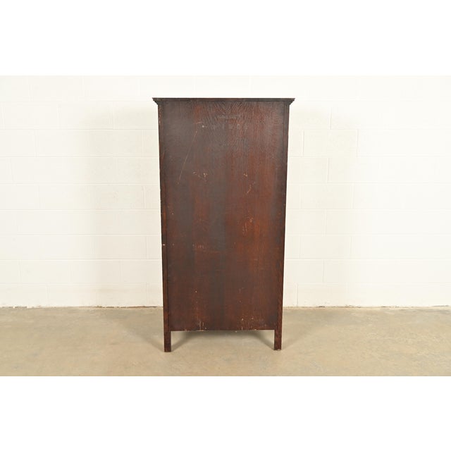 Berkey & Gay Antique Victorian Carved Oak Curved Glass Bookcase or Display Cabinet, Circa 1900 For Sale - Image 11 of 13