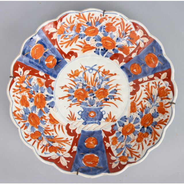 Ceramic Antique 19th Century Japanese Meiji Period Imari Scalloped Charger Plate For Sale - Image 7 of 7