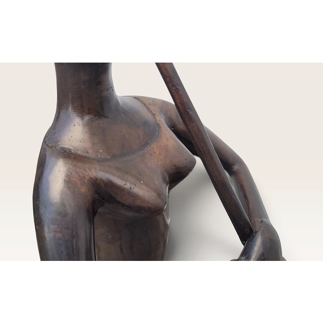 Large Late 20th Century French Bronze Female Flute Player Sculpture For Sale - Image 6 of 18