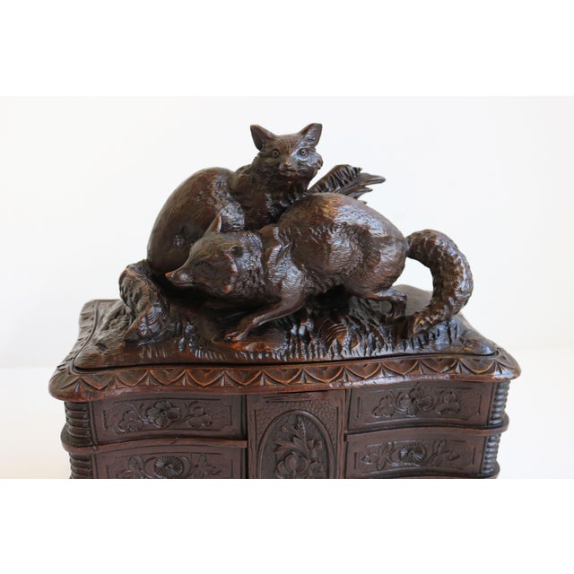 Wood Antique Black Forest Jewelry Box in Fruitwood, 1880 For Sale - Image 7 of 18