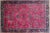 Foundation: Cotton foundation with fine wool pile Colors: Rich raspberry-red field, deep navy-blue border, ivory, soft...