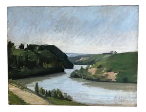 Daniel Ihly, Paysage au bord de l'eau, Oil on Canvas