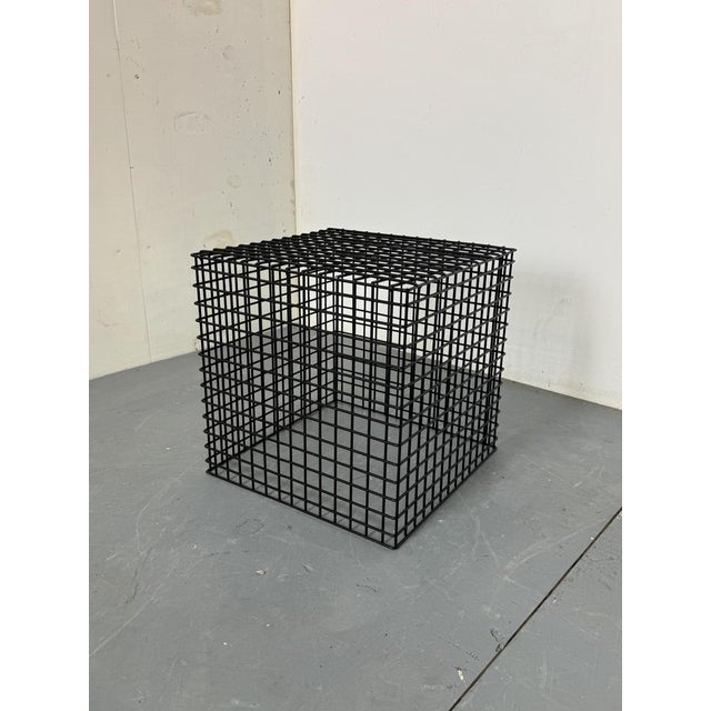 Black Modernist Steel Cubist Side Table, 1980s For Sale - Image 8 of 8