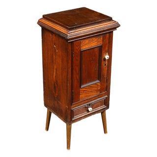 Late 19th Century Early American Oak Cabinet With Tapered Brass-Capped Legs For Sale
