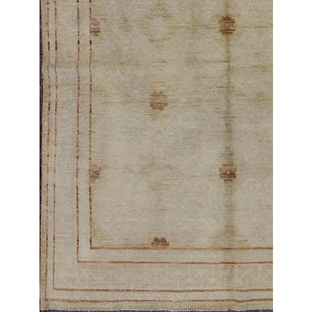 Taupe Vintage Afghan Khotan Rug With All-Over Geometric-Floral Pattern For Sale - Image 8 of 9