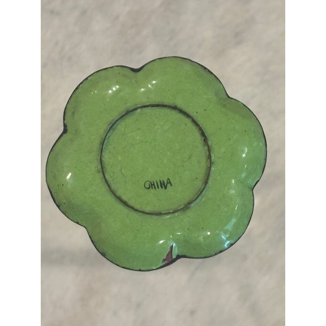 Early 20th Century Chinese Canton Enamel Figural Dish, Petite in Scale For Sale - Image 4 of 7