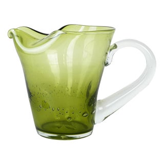 Italian Olive Green Glass Jug, 1960s For Sale