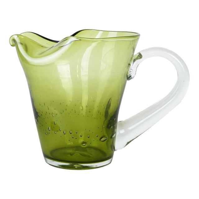 Italian Olive Green Glass Jug, 1960s For Sale