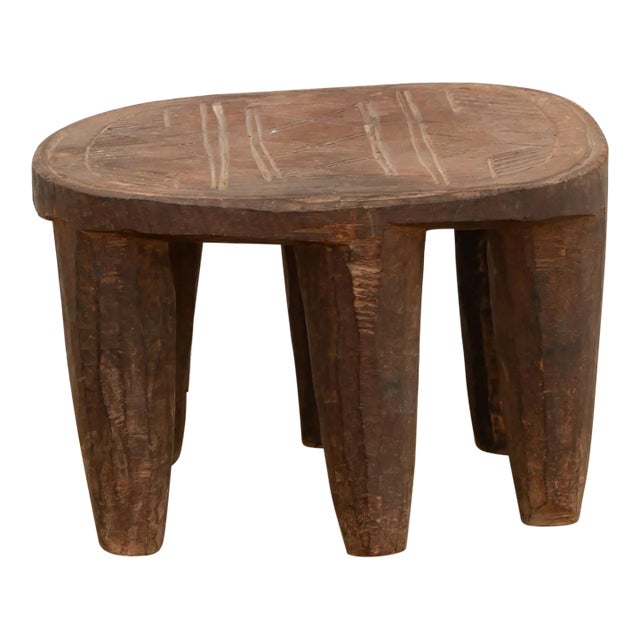 Rugged Brown Vintage Nupe Stool For Sale