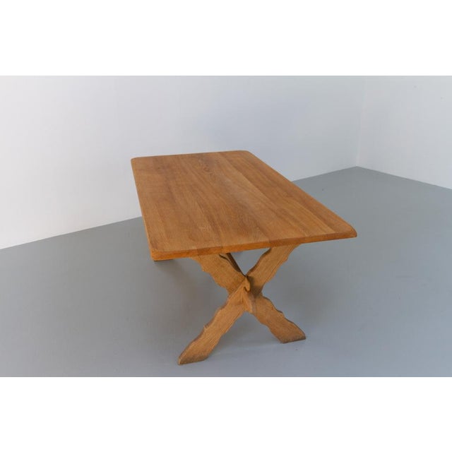 Vintage Danish Brutalist Oak Dining Table attributed to Henning Kjærnulf, 1950s For Sale - Image 17 of 18