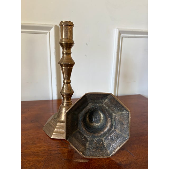 Pair of English Polished Brass Candlesticks, 19th Century