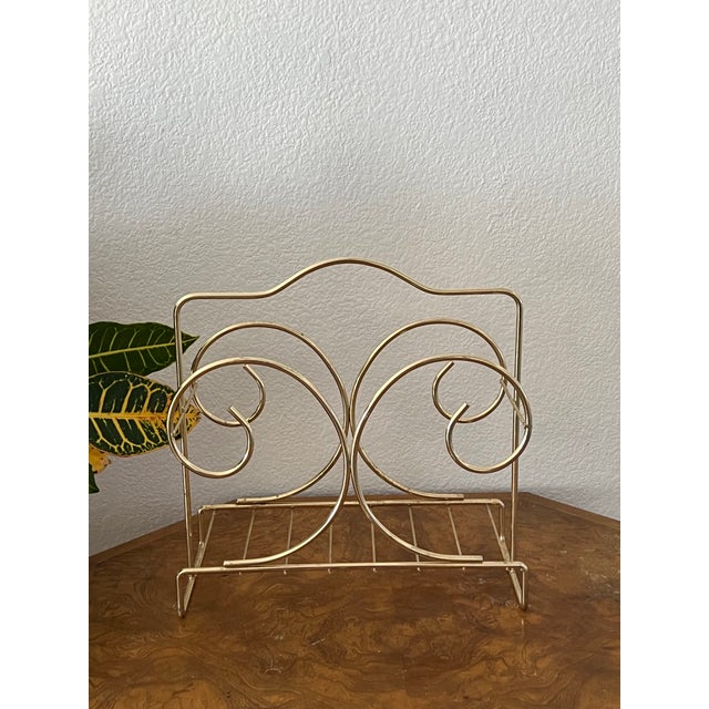 1930s Hollywood Regency Brass Magazine Rack For Sale - Image 4 of 7