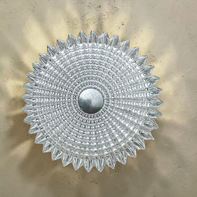 1970s Mid-Century Modern Space Age Red Metal and Clear Ribbed Glass Wall Lights, 1970s, Set of 2 For Sale - Image 5 of 13