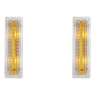 Antique Brass Handmade Glass Wall Lamps, Set of 2 For Sale