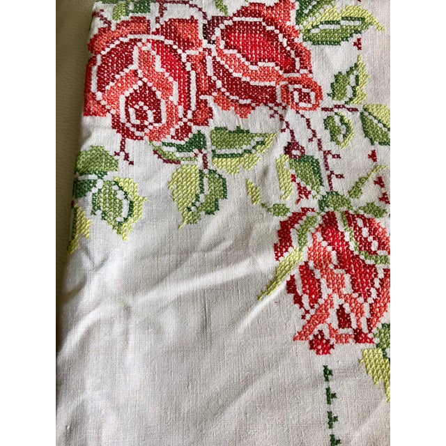 Farmhouse Antique French Linen Tablecloth For Sale - Image 3 of 8