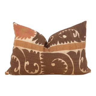 Terracotta Suzani Lumbar Pillow For Sale