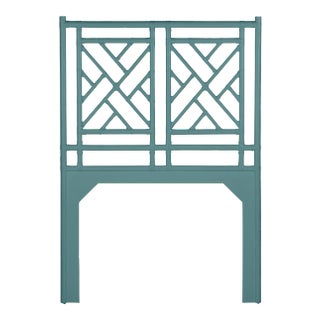 David Francis Furniture for Chairish Chippendale Headboard Twin, Aegean Teal For Sale