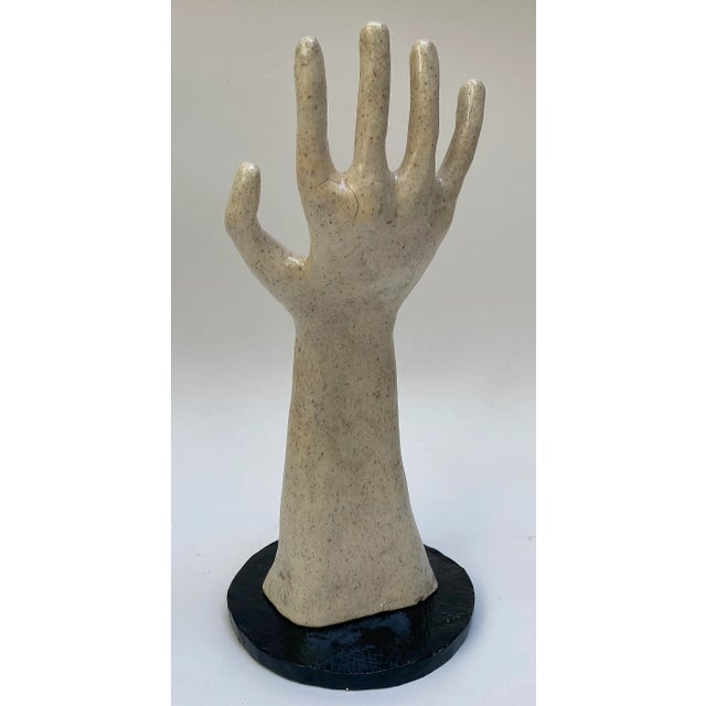 Rexx Fischer Hand Built Sculptural Glazed Ceramic Hand Jewelry Display Functional Art For Sale - Image 4 of 6