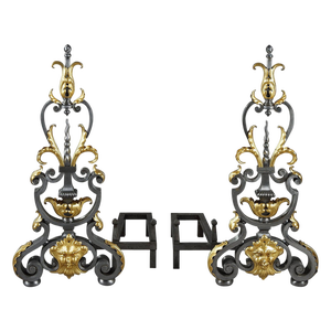Wrought Iron Landiers, 1900, Set of 2