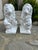 Fabulous Vintage French Pair of Painted White Concrete Lions with Shield. Perched upon a 1” plinth, these handsome lions...