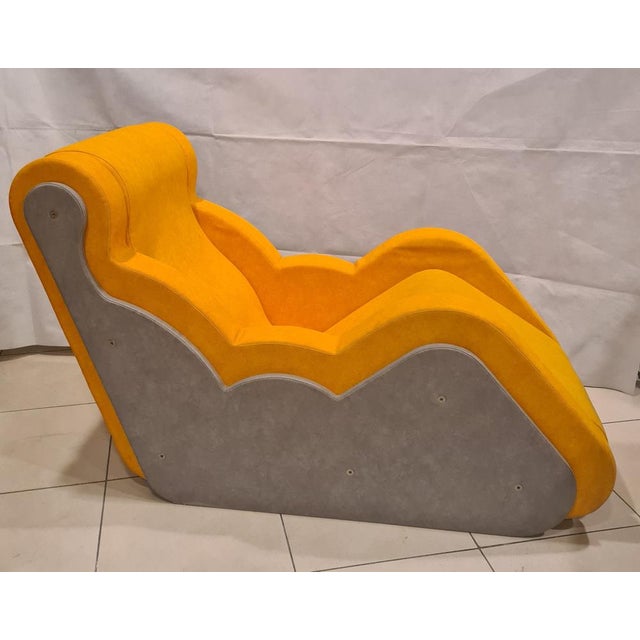 Futuristic relaxation armchair in imitation leather. One of a kind armchair made in one piece in the 90s. Designed and...