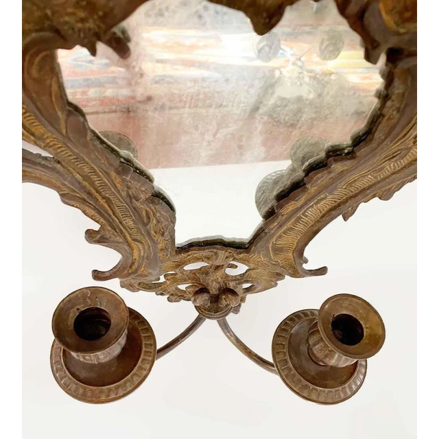 Metal Antique Bronze Wall Sconces - A Pair For Sale - Image 7 of 11