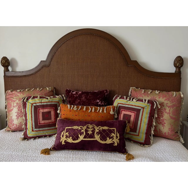Textile 2000s Crushed Velvet Burgundy Pillow For Sale - Image 7 of 8