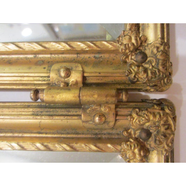 Art Deco Triptych Bronze Pictorial Beveled Boudoir Folding Mirror For Sale - Image 13 of 13