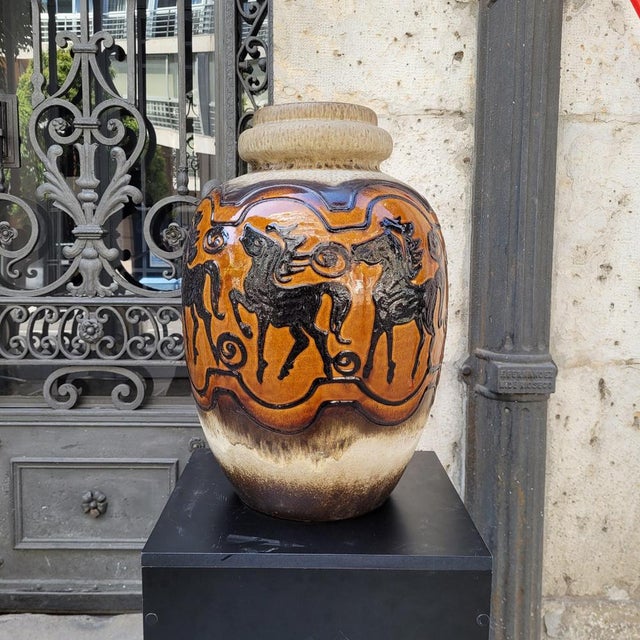 Large Model 286-51 Equestrian Vase from Scheurich Keramik, Germany, 1960s For Sale - Image 13 of 18