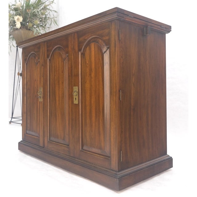 Solid Cherry Raised Panel Doors Liquor Bar Serving Flip Top Cabinet MINT For Sale - Image 18 of 18