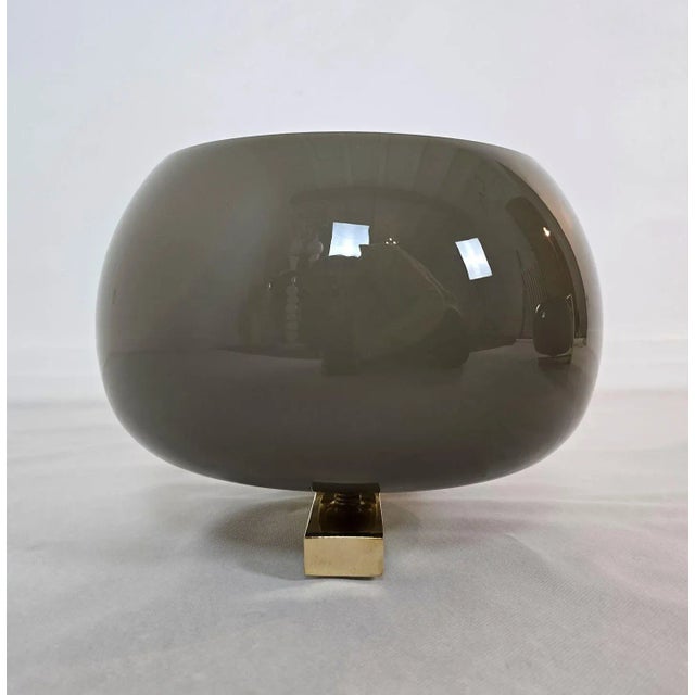 1980s Pair of Brown Glass and Brass Sconces, Mid Century Modern For Sale - Image 9 of 12