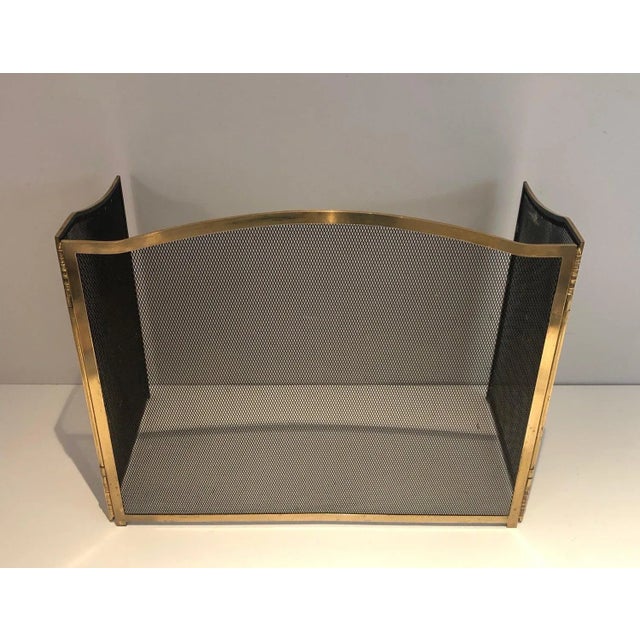 Circa 1970 French Neoclassical Style Brass Fireplace Screen For Sale - Image 6 of 13