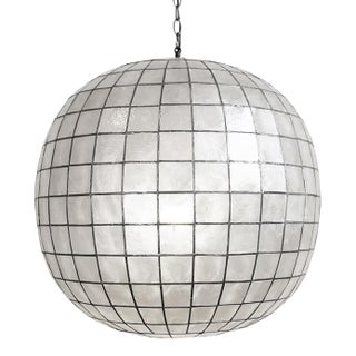 Capiz Shell Globe Coastal Contemporary Pendant Light 25" For Sale