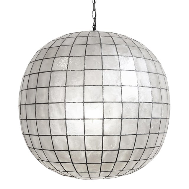 Capiz Shell Globe Coastal Contemporary Pendant Light 25" For Sale