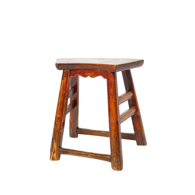 Chinese Provincial Fan Shaped Stool For Sale